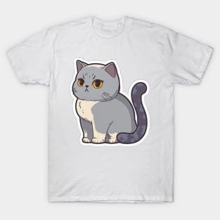 Charming British Short Hair Cat Sticker T-Shirt